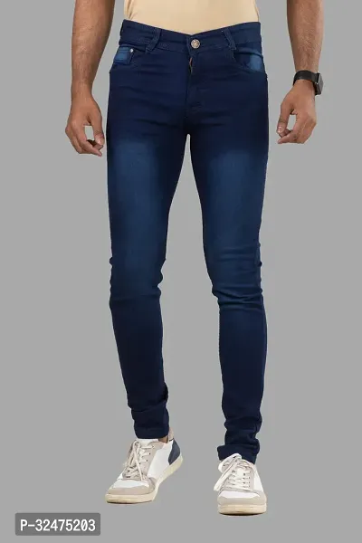 Comfortable Blue Denim Mid-Rise Jeans For Men-thumb2