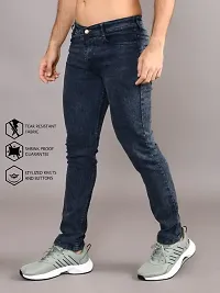 Stylish Grey Denim Solid Mid-Rise Jeans For Men-thumb2