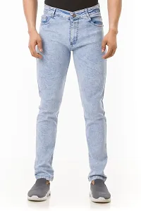 Comfortable Blue Denim Mid-Rise Jeans For Men-thumb1