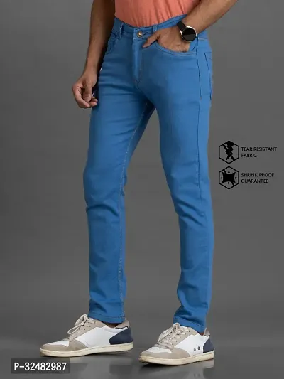 Elegant Denim Solid Jeans For Men And Boys-thumb3