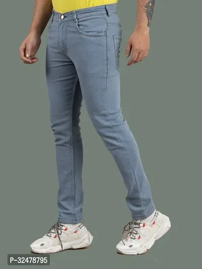 Comfortable Grey Denim Mid-Rise Jeans For Men-thumb0