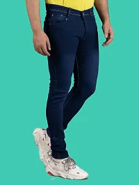 Comfortable Blue Denim Mid-Rise Jeans For Men-thumb2