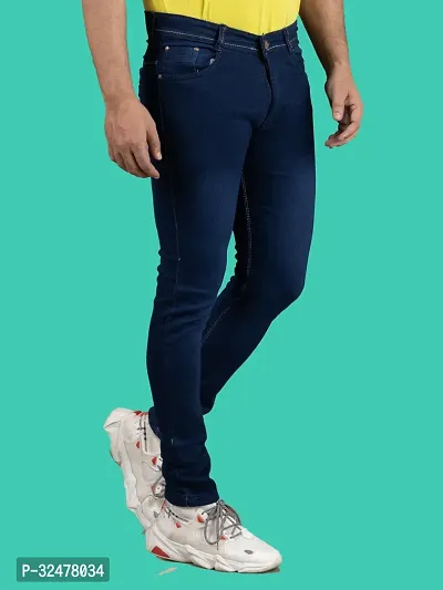 Comfortable Blue Denim Mid-Rise Jeans For Men-thumb3