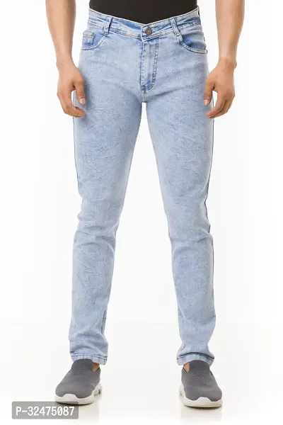 Comfortable Blue Denim Mid-Rise Jeans For Men-thumb2