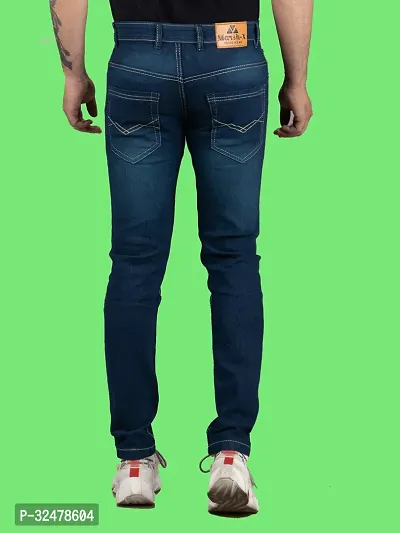 Comfortable Blue Denim Mid-Rise Jeans For Men-thumb2