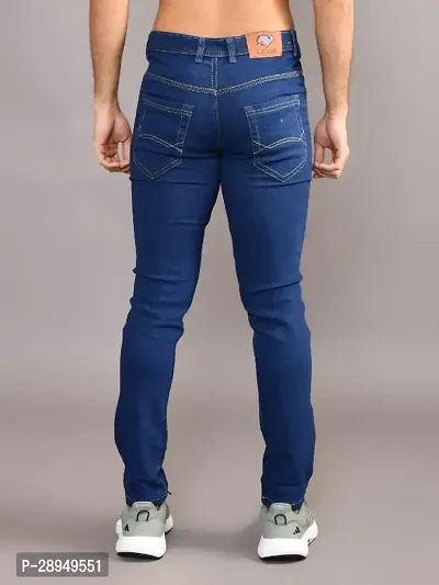 Stylish Blue Denim Solid Mid-Rise Jeans For Men-thumb3