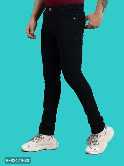 Comfortable Black Denim Mid-Rise Jeans For Men-thumb4