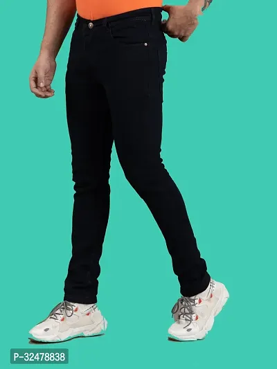 Comfortable Black Denim Mid-Rise Jeans For Men-thumb3