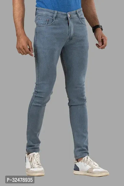 Comfortable Grey Denim Mid-Rise Jeans For Men-thumb3