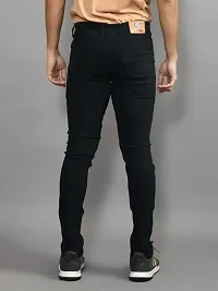 Stylish Black Denim Solid Mid-Rise Jeans For Men-thumb2