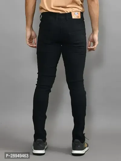 Stylish Black Denim Solid Mid-Rise Jeans For Men-thumb4