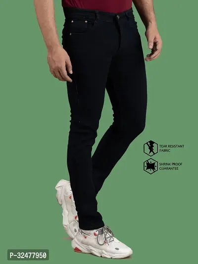 Comfortable Black Denim Mid-Rise Jeans For Men-thumb3