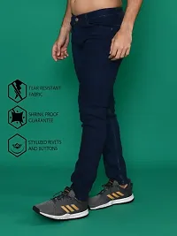 Stylish Blue Denim Solid Mid-Rise Jeans For Men-thumb1