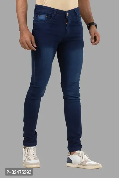 Comfortable Blue Denim Mid-Rise Jeans For Men-thumb3