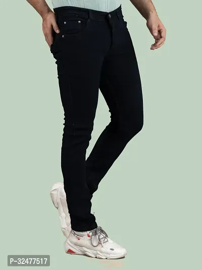 Comfortable Black Denim Mid-Rise Jeans For Men-thumb2