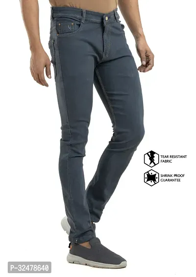 Comfortable Grey Denim Mid-Rise Jeans For Men-thumb3