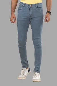 Comfortable Grey Denim Mid-Rise Jeans For Men-thumb1