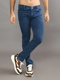 Stylish Blue Denim Solid Mid-Rise Jeans For Men-thumb3