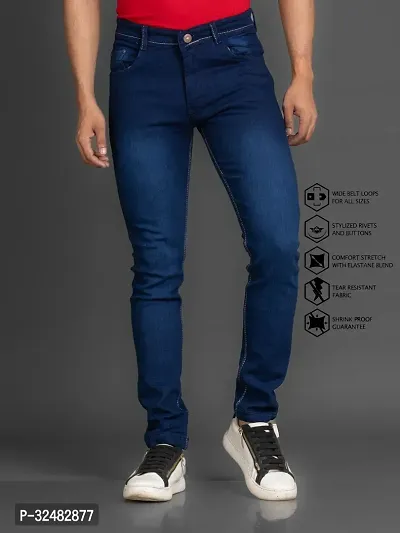 Elegant Denim Solid Jeans For Men And Boys-thumb0