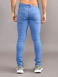 Stylish Blue Denim Solid Mid-Rise Jeans For Men-thumb2