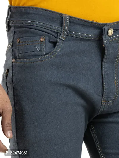 Comfortable Grey Denim Mid-Rise Jeans For Men-thumb4