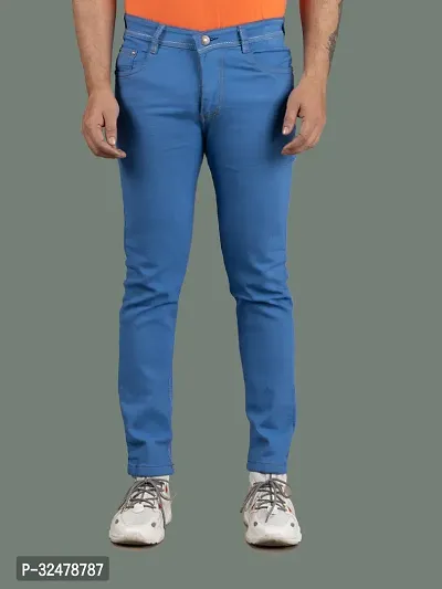 Comfortable Blue Denim Mid-Rise Jeans For Men-thumb4