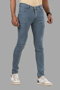 Comfortable Grey Denim Mid-Rise Jeans For Men-thumb2