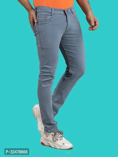 Comfortable Grey Denim Mid-Rise Jeans For Men-thumb3