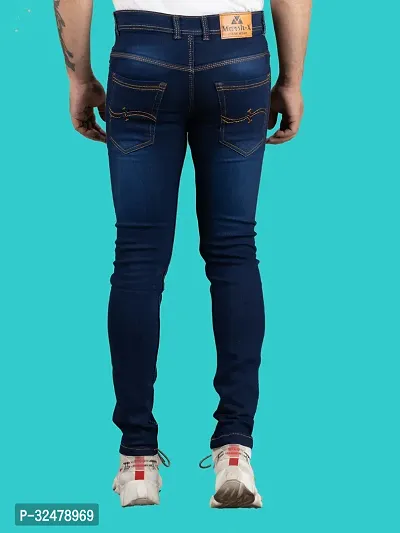 Comfortable Blue Denim Mid-Rise Jeans For Men-thumb2