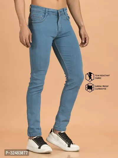 Elegant Denim Solid Jeans For Men And Boys-thumb3