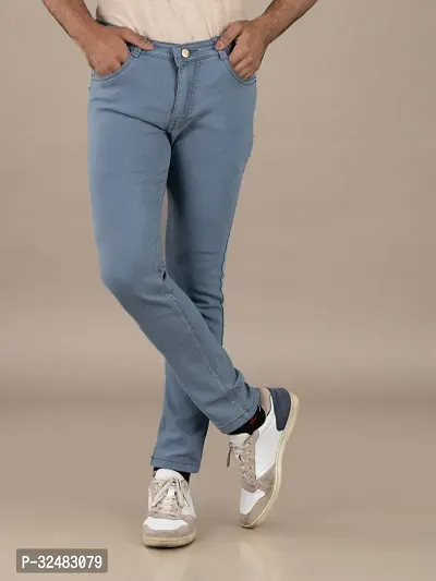 Elegant Denim Solid Jeans For Men And Boys