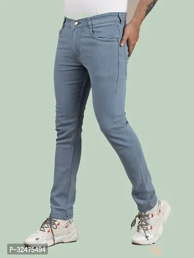 Comfortable Grey Denim Mid-Rise Jeans For Men-thumb0