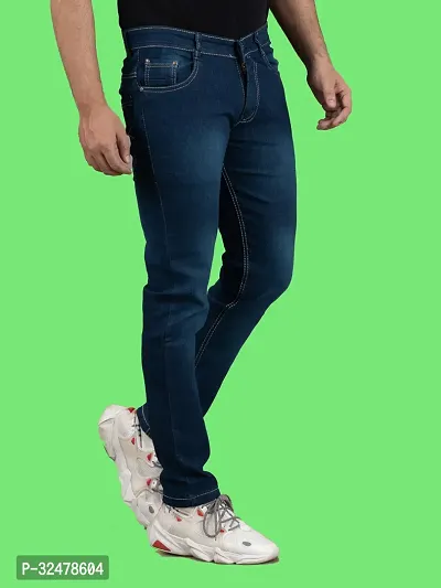 Comfortable Blue Denim Mid-Rise Jeans For Men-thumb3