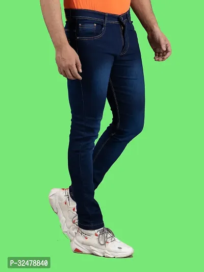 Comfortable Blue Denim Mid-Rise Jeans For Men-thumb3