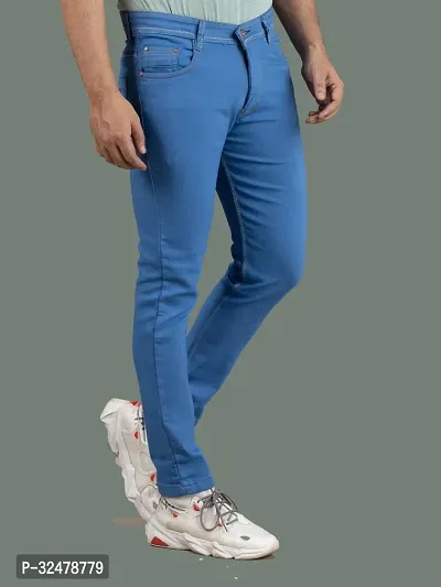 Comfortable Blue Denim Mid-Rise Jeans For Men-thumb3