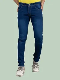 Comfortable Blue Denim Mid-Rise Jeans For Men-thumb1