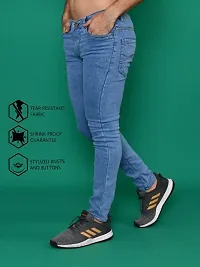 Stylish Blue Denim Solid Mid-Rise Jeans For Men-thumb3