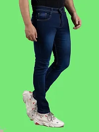 Comfortable Blue Denim Mid-Rise Jeans For Men-thumb2