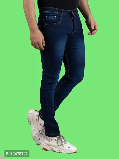 Comfortable Blue Denim Mid-Rise Jeans For Men-thumb3