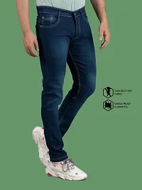 Stylish Blue Denim Solid Mid-Rise Jeans For Men-thumb2