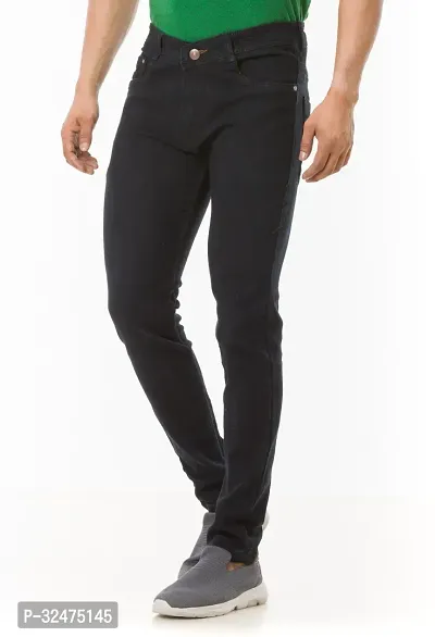 Comfortable Black Denim Mid-Rise Jeans For Men