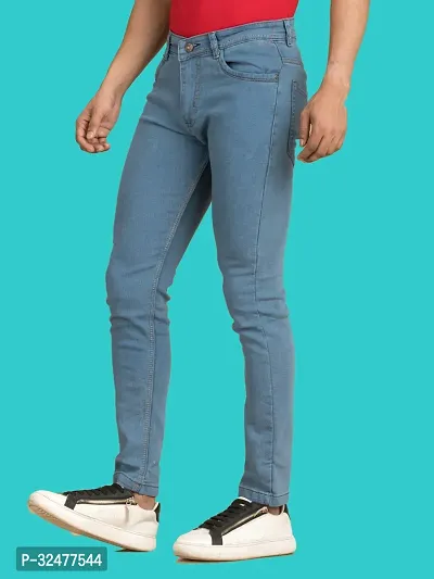 Comfortable Grey Denim Mid-Rise Jeans For Men