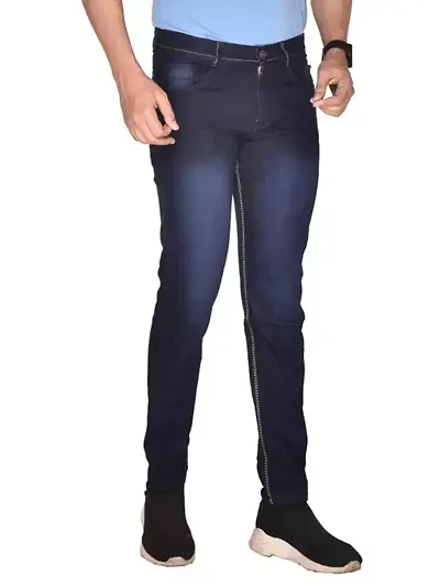 Stylish Denim Solid Mid-Rise Jeans For Men