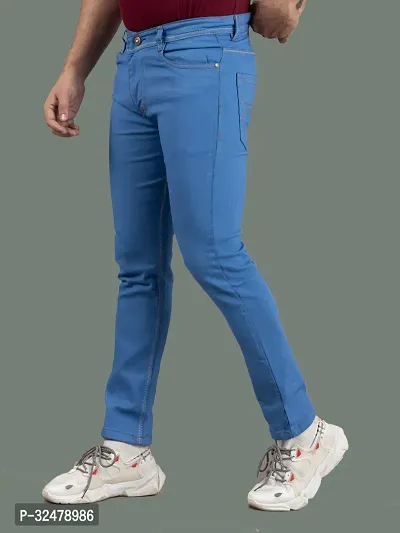 Comfortable Blue Denim Mid-Rise Jeans For Men-thumb0