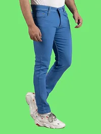 Stylish Blue Denim Solid Mid-Rise Jeans For Men-thumb2