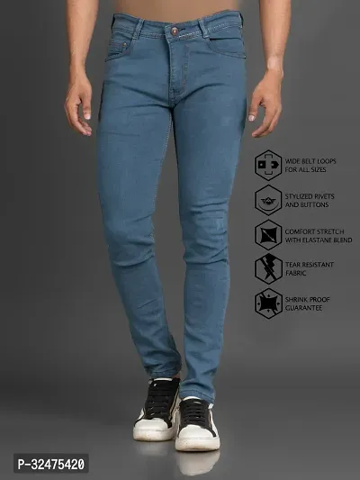 Comfortable Grey Denim Mid-Rise Jeans For Men-thumb2