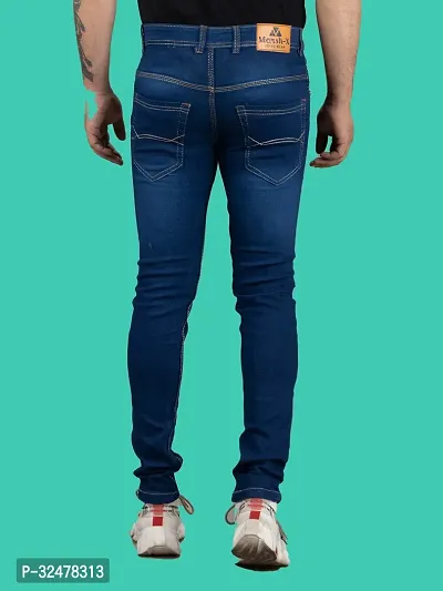 Comfortable Blue Denim Mid-Rise Jeans For Men-thumb2