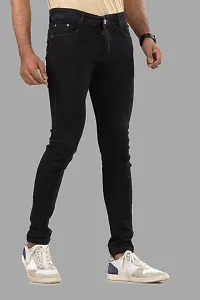 Comfortable Black Denim Mid-Rise Jeans For Men-thumb2