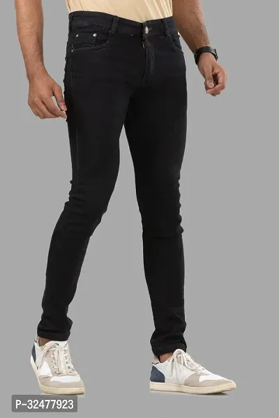 Comfortable Black Denim Mid-Rise Jeans For Men-thumb3