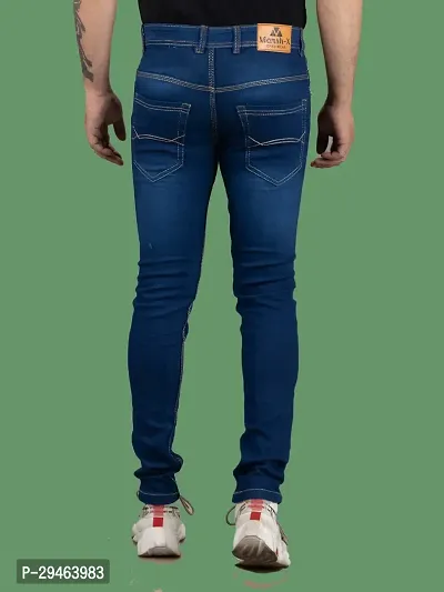 Stylish Blue Denim Solid Mid-Rise Jeans For Men-thumb2